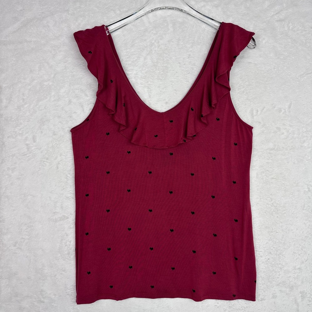 Stewart Simmons Womens University of SC Gamecocks Red Cocky Ruffle Top Size M